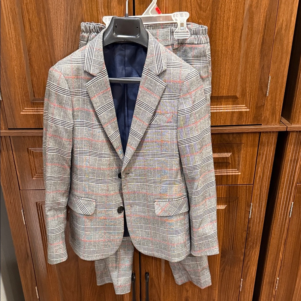 Gray Glen Plaid Boys Suit Blazer and Trousers